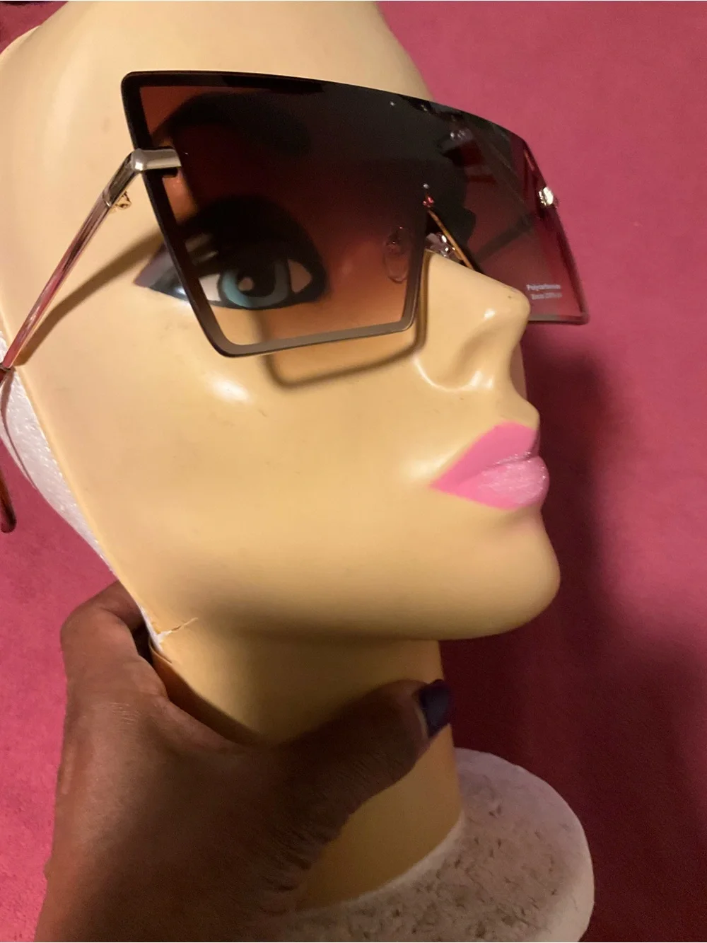 Fashion Nova Gradient Brown Rimless Shield Sunglasses